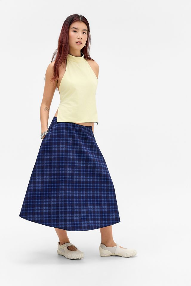 Jupe A-Line Urban Outfitters Bleu Coton – Taille M – Longueur Midi 14in – Zip