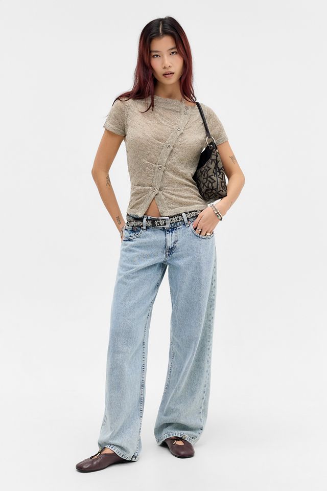 Motel Niedrig Sitzende Parallele Wide Leg Jeans #1