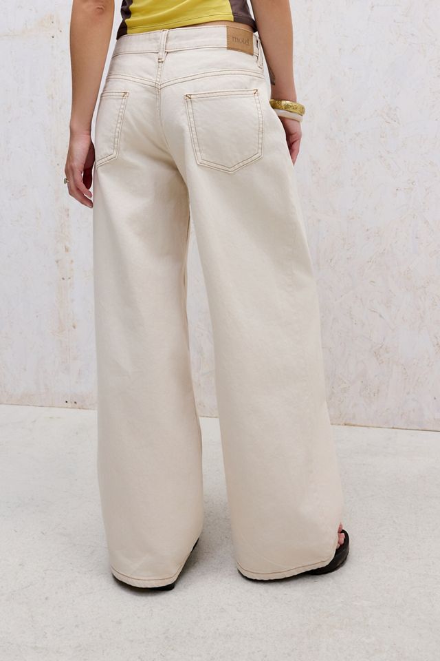 Jeans Motel Bianco Sporco a Vita Bassa Ampi #3
