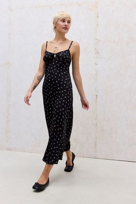 Motel Schwarzes Posine Ditsy Blumen-Midikleid