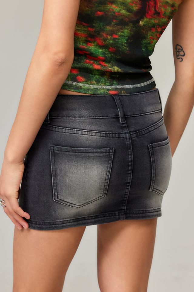 Motel Washed Black Low-Rise Mini Skirt #3