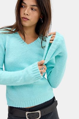 Motel Turquoise Dinessa V-Neck Jumper