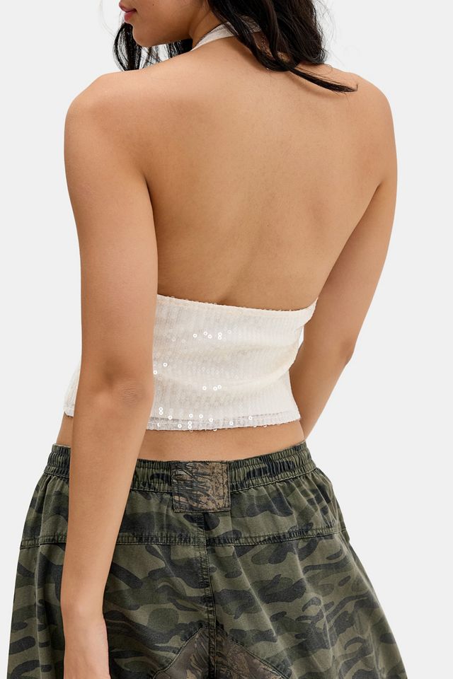 Top con allacciatura al collo Cosio color crema Motel #3