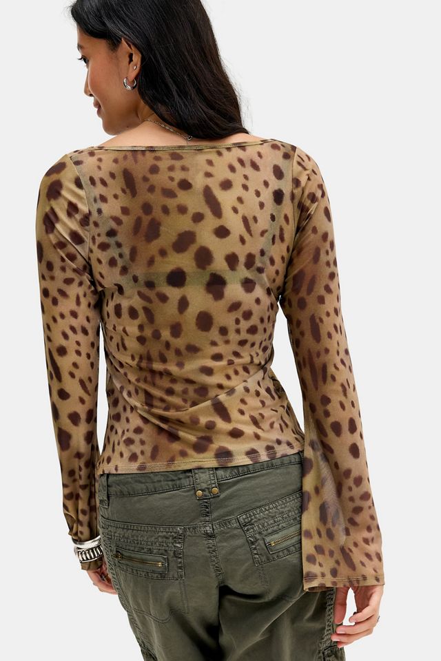 Top a Maniche Lunghe in Mesh Tyanna con Stampa Animalier Motel #3
