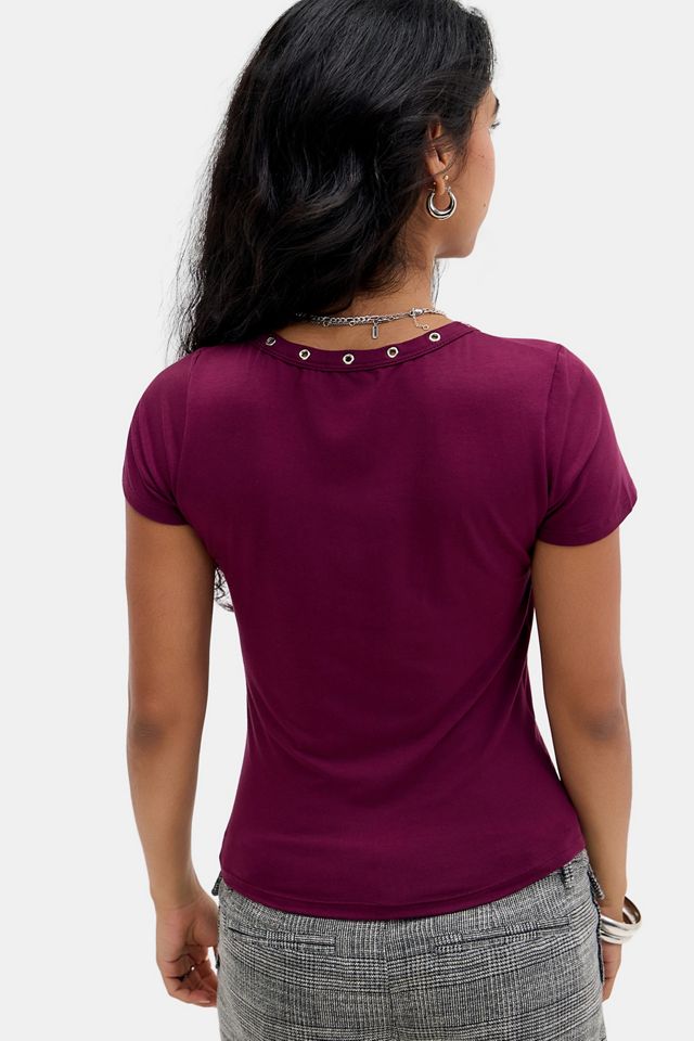 Motel Deep Purple Sudata Lace Up Top #3