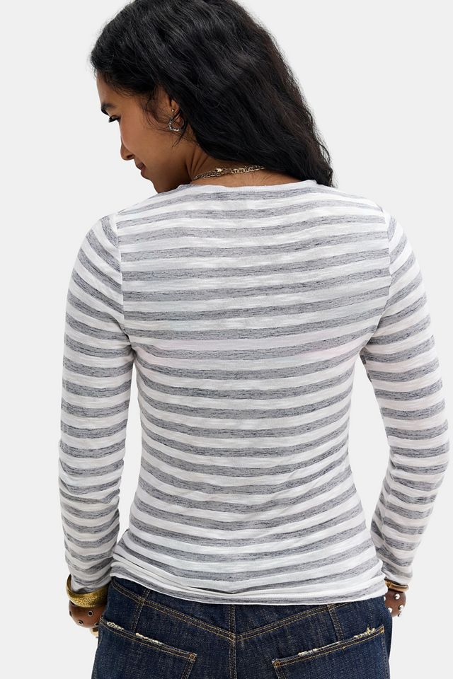Haut en jersey transparent Alon blanc et gris Motel #3