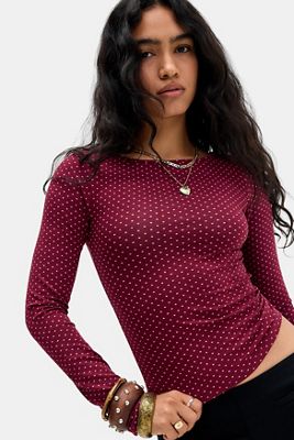 Motel Mazone Polka-Dot Long Sleeve Top