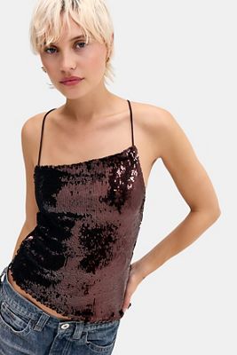 Motel Brown Annie Sequin Cami Top