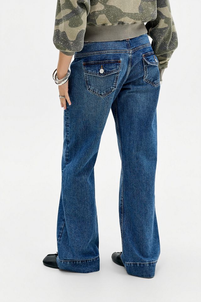 Jeans Motel Ocean Blue taille basse à jambe évasée #3
