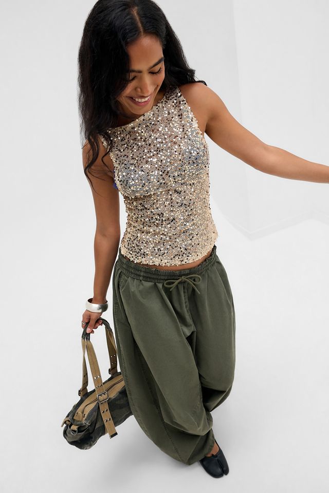 Top a Canotta con Paillettes Dudley Oro Motel #1