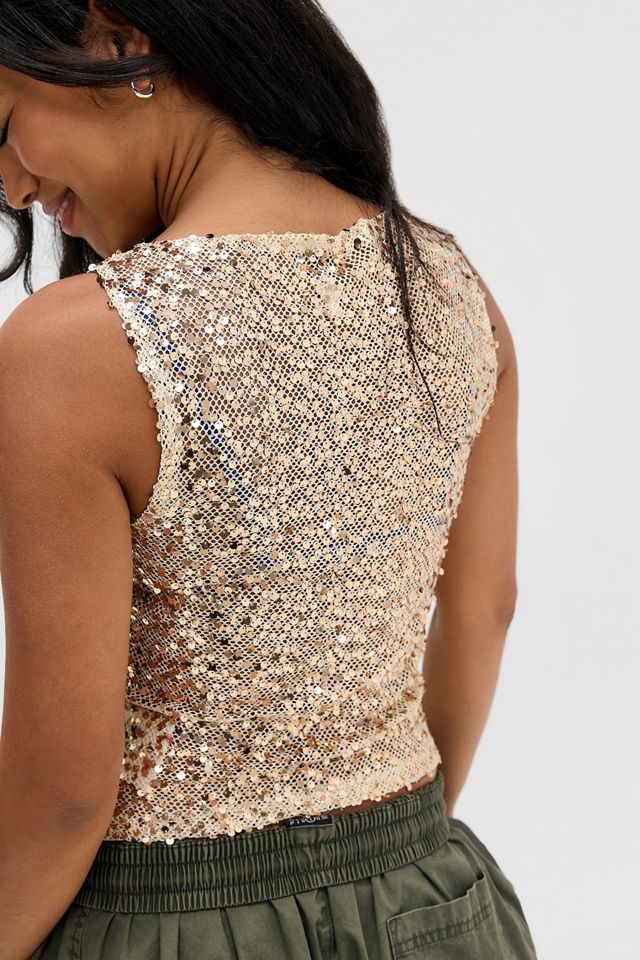 Top a Canotta con Paillettes Dudley Oro Motel #3