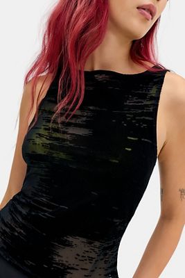 Top a Canotta Dudley Floccato Nero Spazzolato Motel