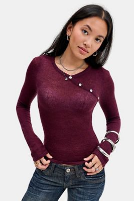 Motel Top in Maglia a Maniche Lunghe Elanur Prugna