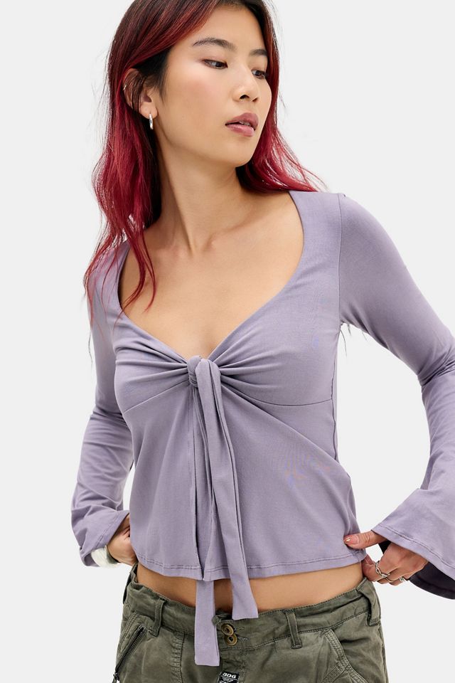 Motel Purple Carina Tie-Front Long Sleeve Top #3