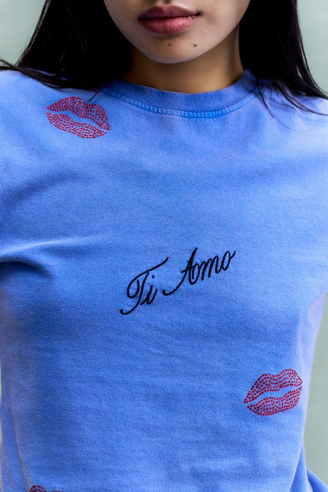 Carne Bollente T-shirt Baby Blu con Grafica Ti Amo #1