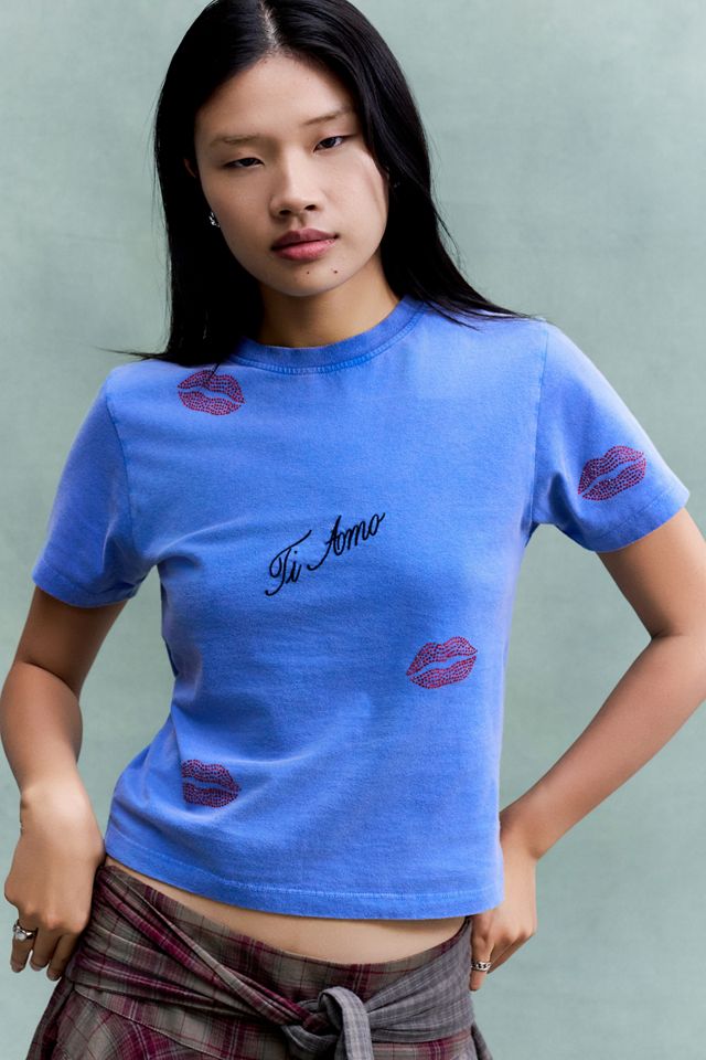Carne Bollente T-shirt Baby Blu con Grafica Ti Amo #2