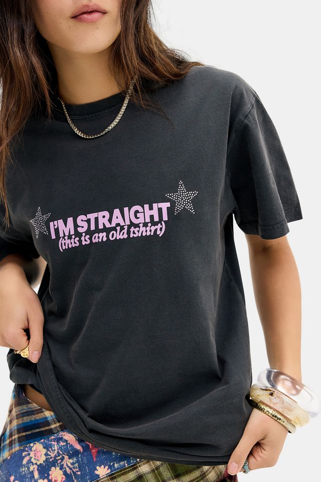 T-shirt con Slogan Relaxed I'm Straight Carne Bollente #3