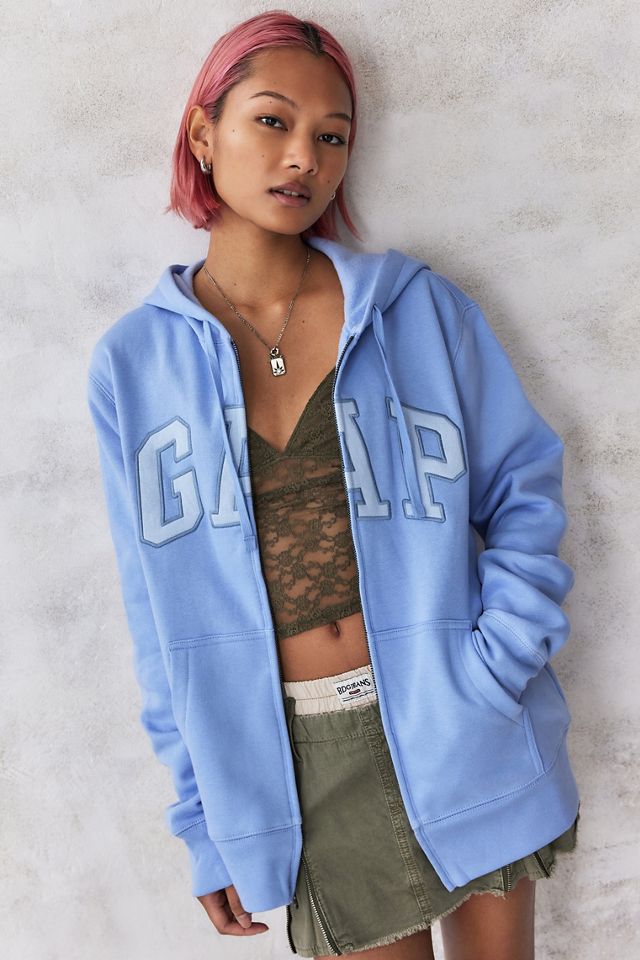 GAP Light Blue Heritage Logo Zip-Up Hoodie #2