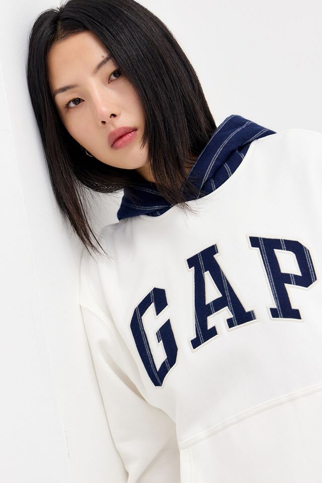 Sweat à Capuche Homme GAP Taille XL – Gris Clair, Logo Rayé – 77% Coton – Neuf Avec étiquettes