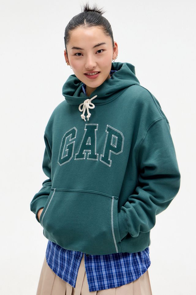 Sweat à capuche GAP avec logo cousu vert #1
