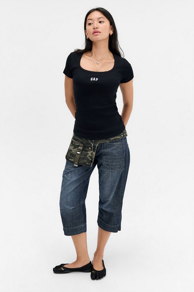 T-shirt noir à manches courtes avec logo GAP #1