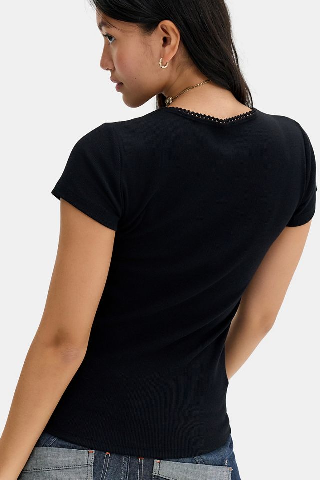 T-shirt noir à manches courtes avec logo GAP #3