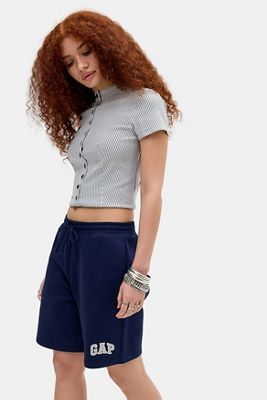 Short taille haute élastique en coton et lin pour femme, pantalon