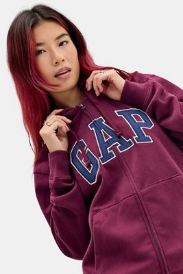 GAP Burgundy Logo Zip-Through Hoodie