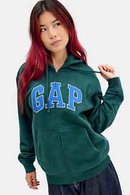 GAP Green Logo Zip-Through Hoodie