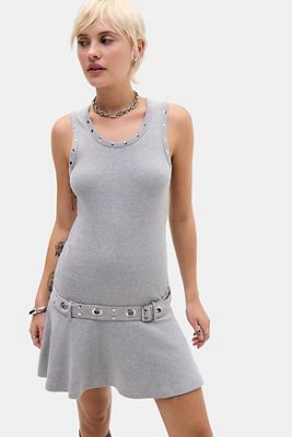 The Ragged Priest Disorder Ribbed Eyelet Mini Dress