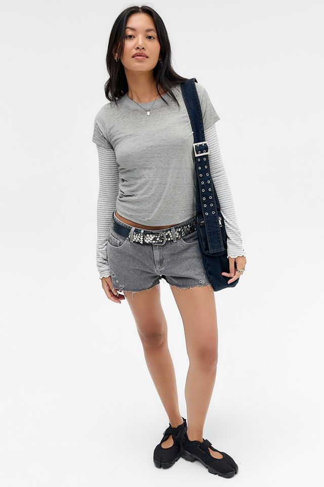 The Ragged Priest Mini Shorts Grises con Ojales y Dijes #1