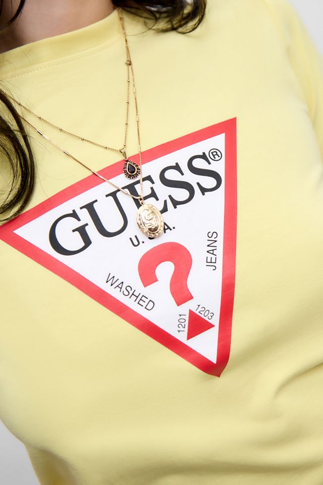 Maglietta Guess Gialla con Logo Iconico #2