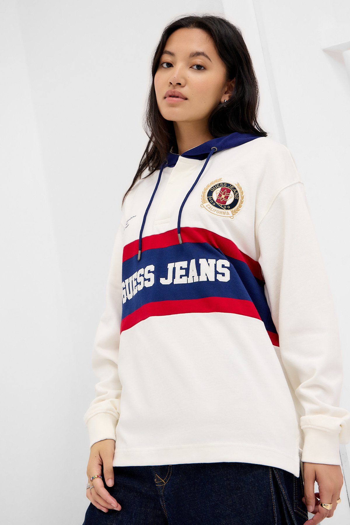 Guess Jeans Long Sleeve Rugby Hoodie
