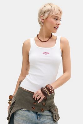 Débardeur côtelé à logo Guess Jeans