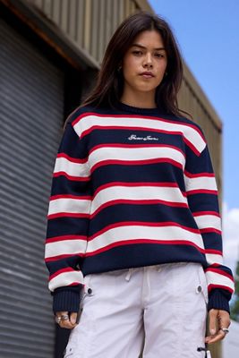 Guess Jeans Navy Striped Knit Jumper
