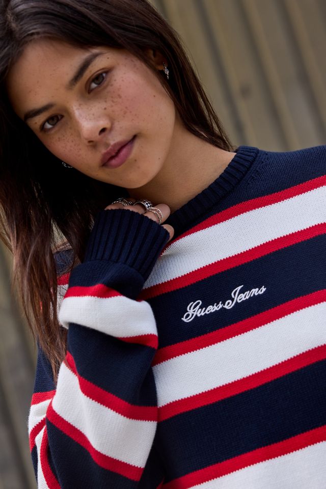 Guess Jeans Navy Striped Knit Jumper #2