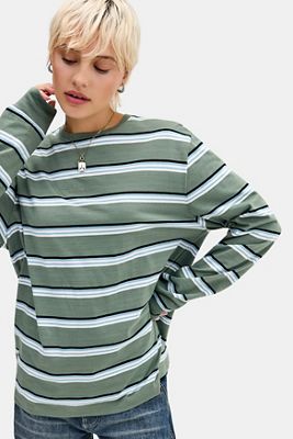 Camiseta de Manga Larga con Rayas Verdes Guess Jeans
