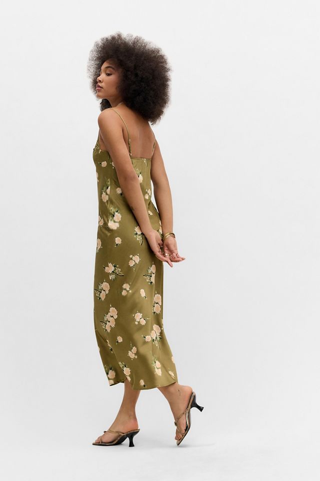 Love Triangle Khaki Belle Satin Maxi Dress #3
