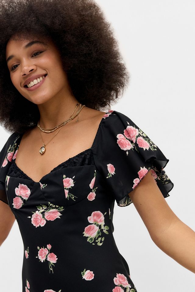 Love Triangle Flutter Sleeve Maxi Dress #1
