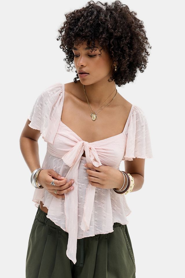 Kiss The Sky Top de Encaje de Manga Corta Minka Exclusivo de UO #1