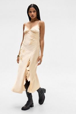 Kiss The Sky Helena Besticktes Satin-Midikleid