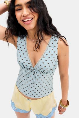 Kiss The Sky Chai Polka Dot Top