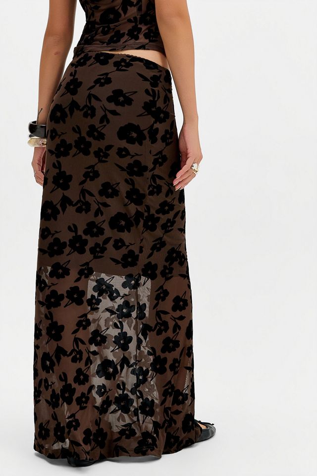 Kiss The Sky Chai Velvet Burnout Maxi Skirt #2