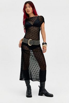 Kiss The Sky Saoirse Vestito Lungo in Mesh con Spalle Scoperte