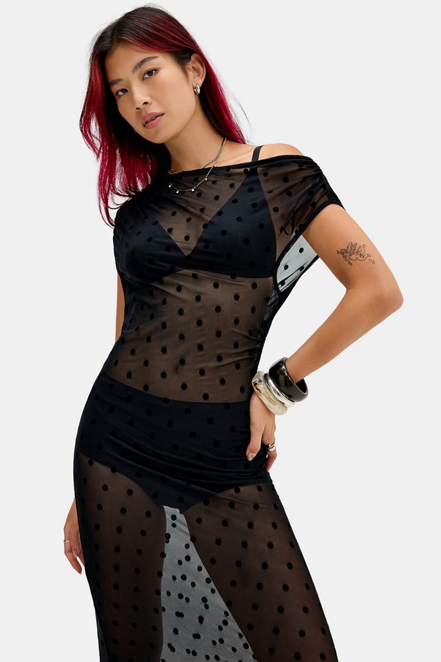 Vestido Maxi de Malla con Hombros Descubiertos Saoirse de Kiss The Sky #1