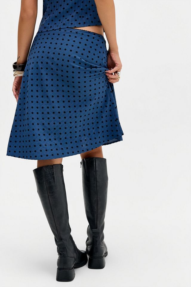 Kiss The Sky Blue Polka Dot A-Line Midi Skirt #2