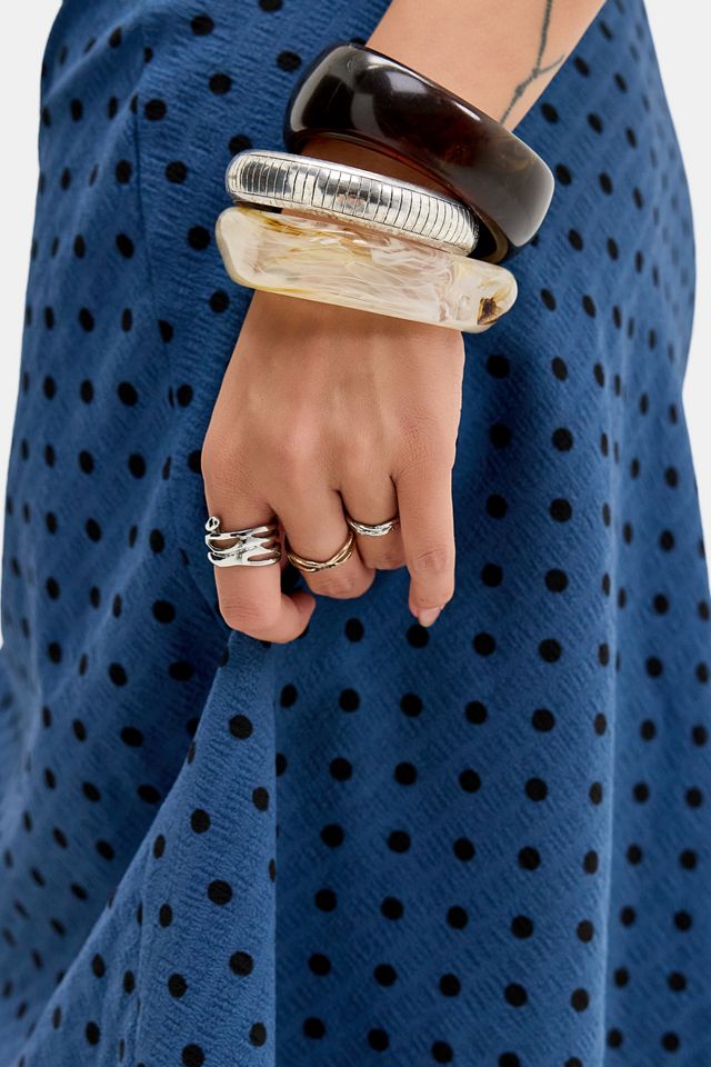 Kiss The Sky Blue Polka Dot A-Line Midi Skirt #3