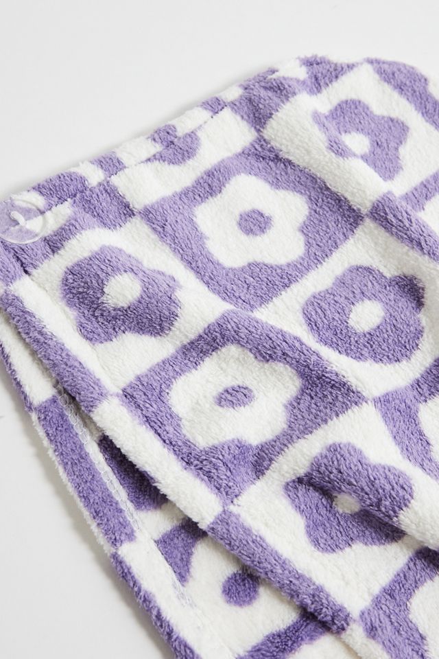 Serviette pour cheveux à carreaux violets #1