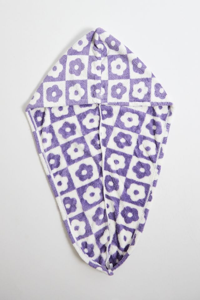Serviette pour cheveux à carreaux violets #2