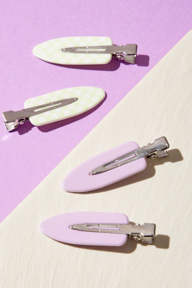 Lilac & Green Check Creaseless Clips | Urban Outfitters UK